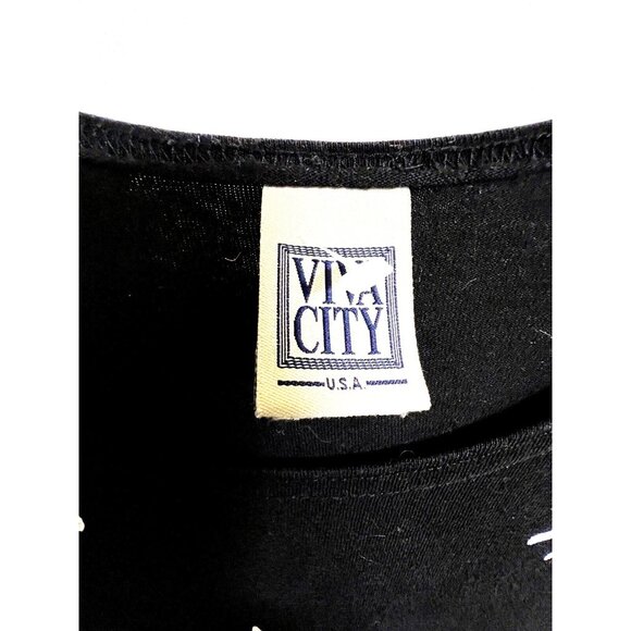 Vintage 90s VIVA CITY USA Knit Black Nautical Summer Shift Dress Size L Unhemmed - Picture 5 of 12